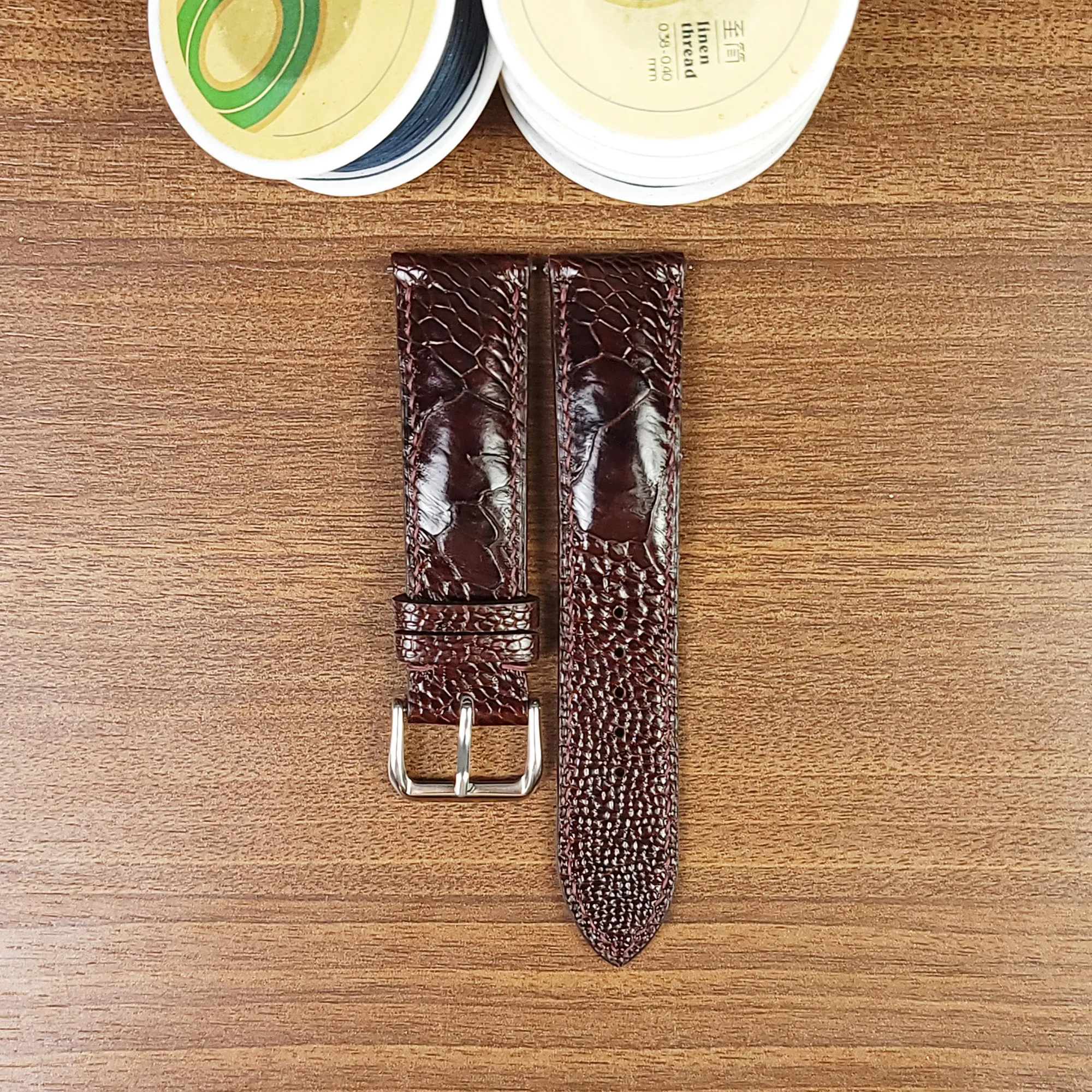 Brown Genuine Ostrich Leather Watch Straps