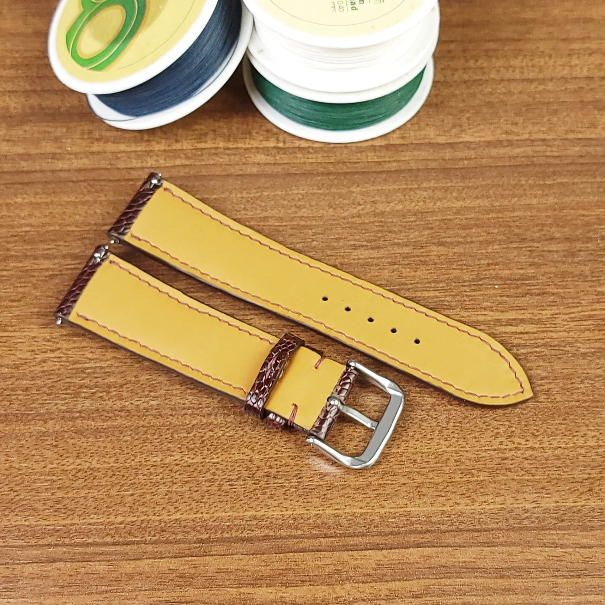 Brown Genuine Ostrich Leather Watch Straps