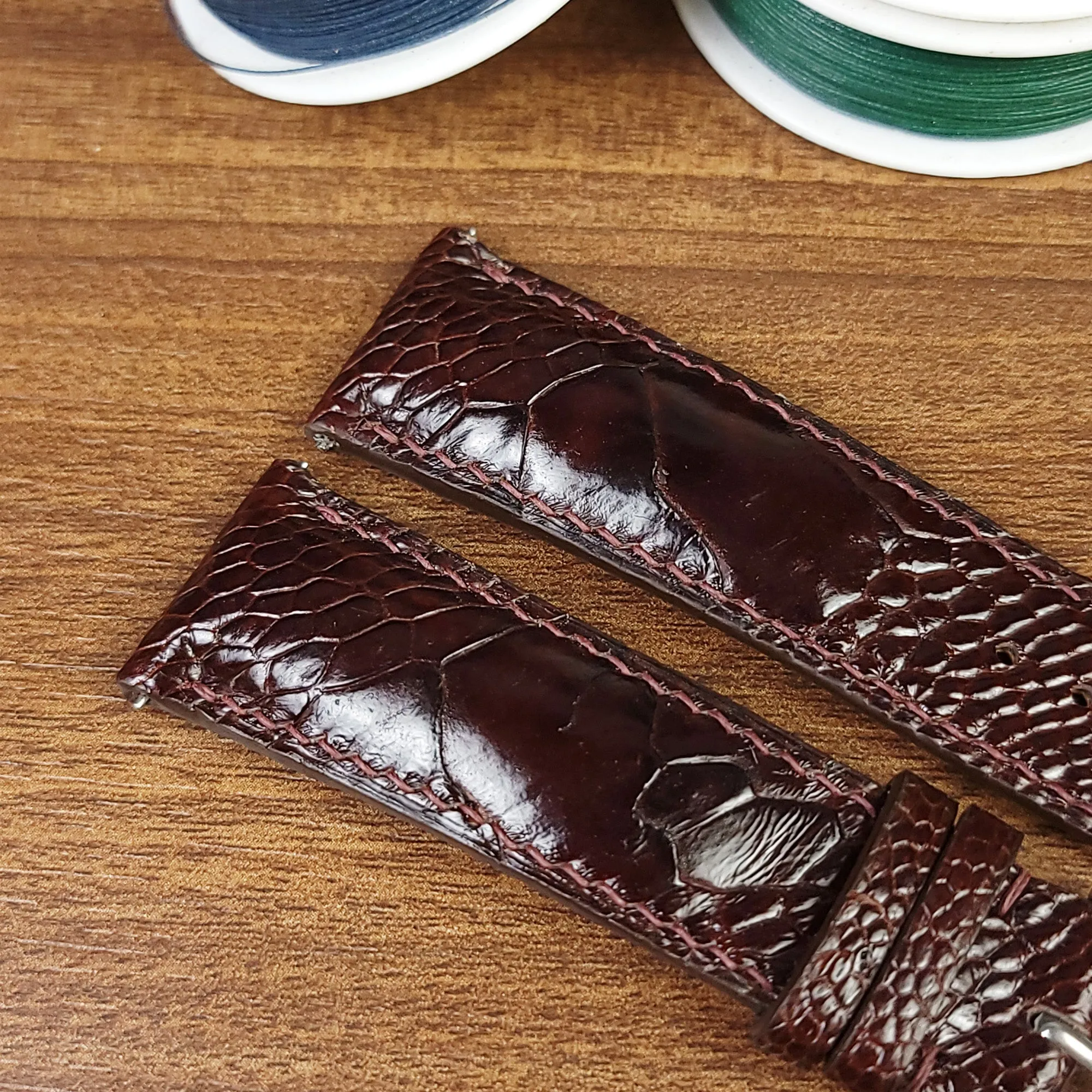 Brown Genuine Ostrich Leather Watch Straps