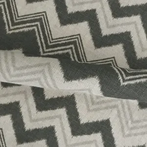 Charcoal Chevron Linen Luxury Upholstery Fabric