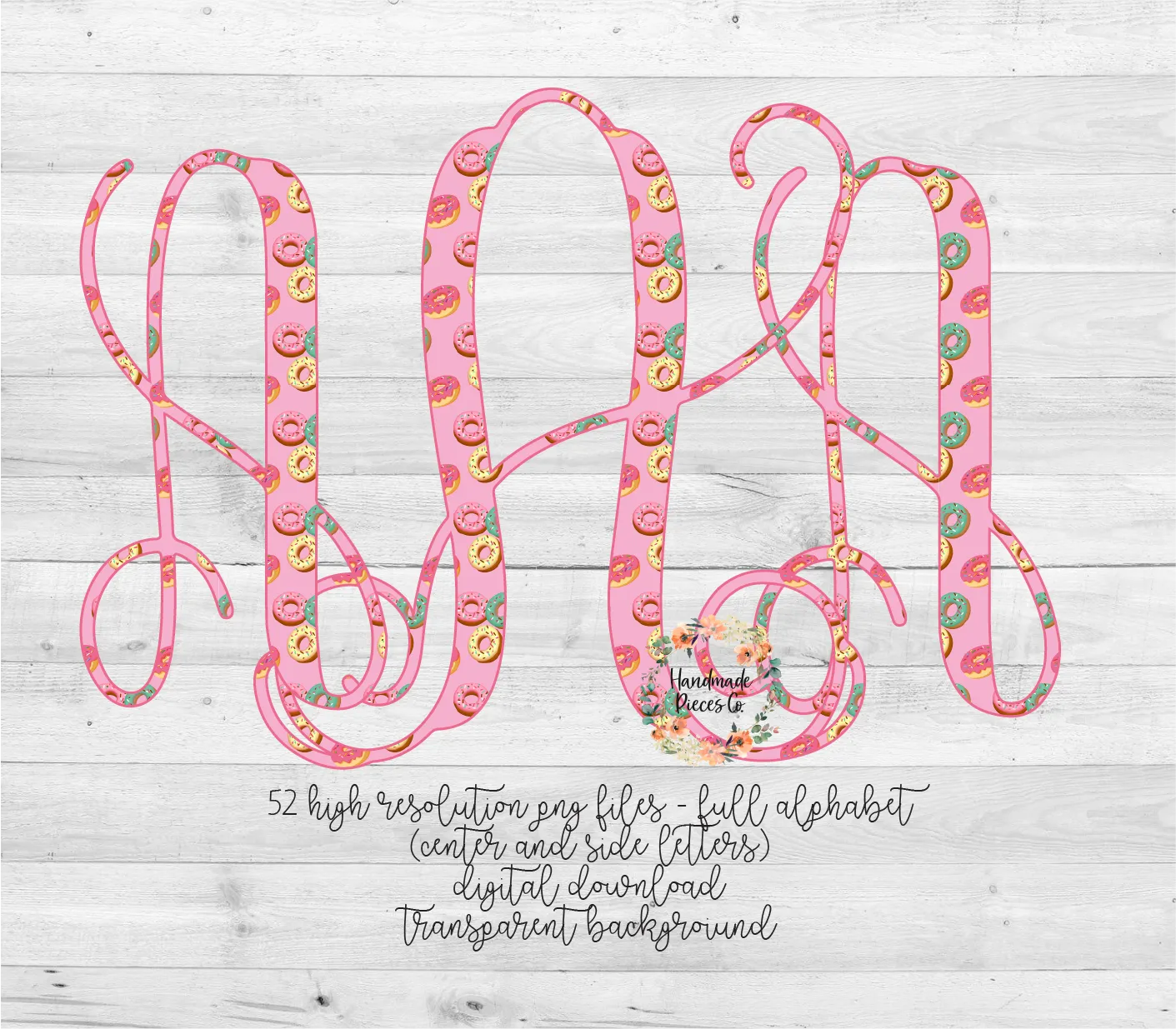 Donuts Monogram, 2 Small Print - Multiple Styles - Digital Download