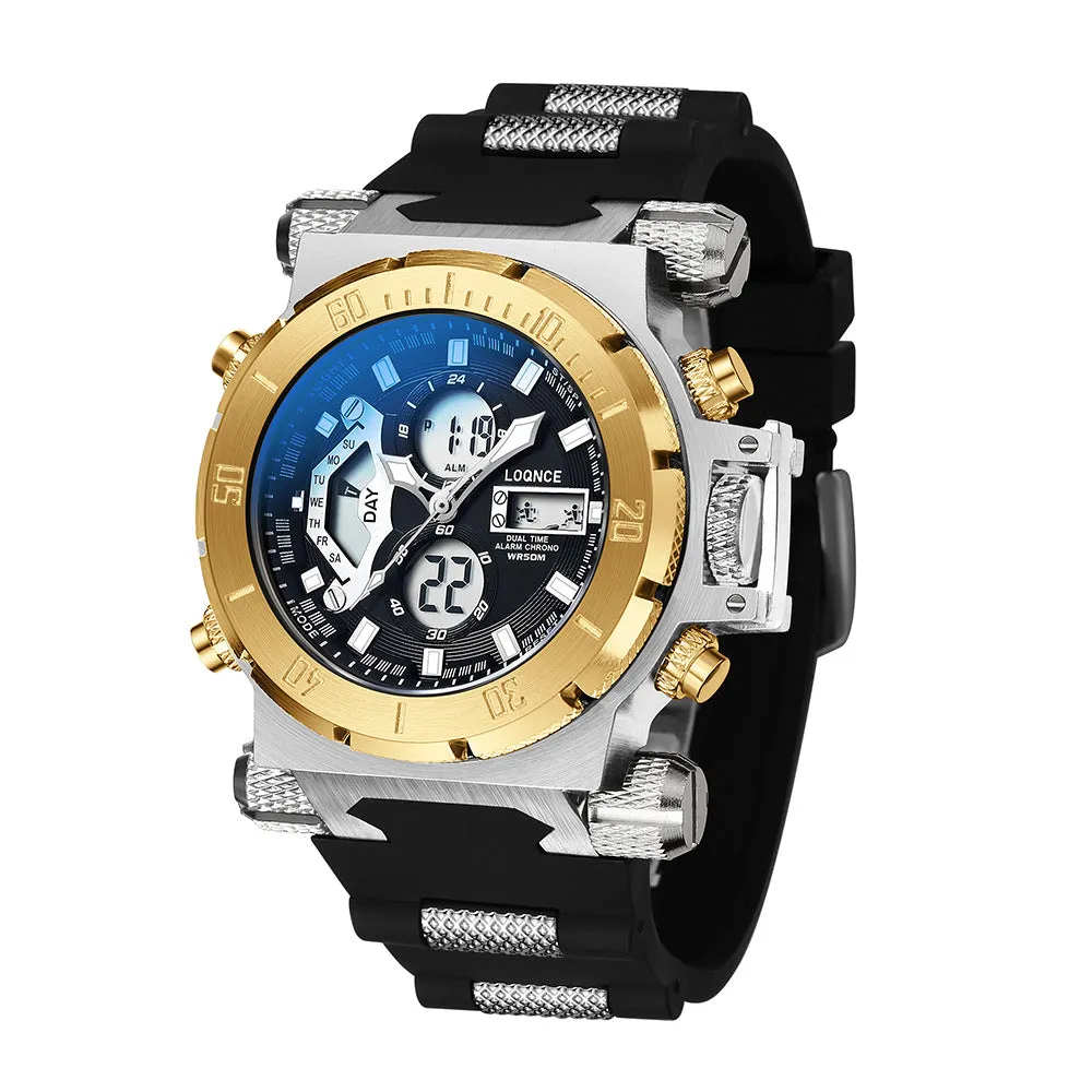 Dual Display Electronic Watch Dual Movement Chronograph Luminous