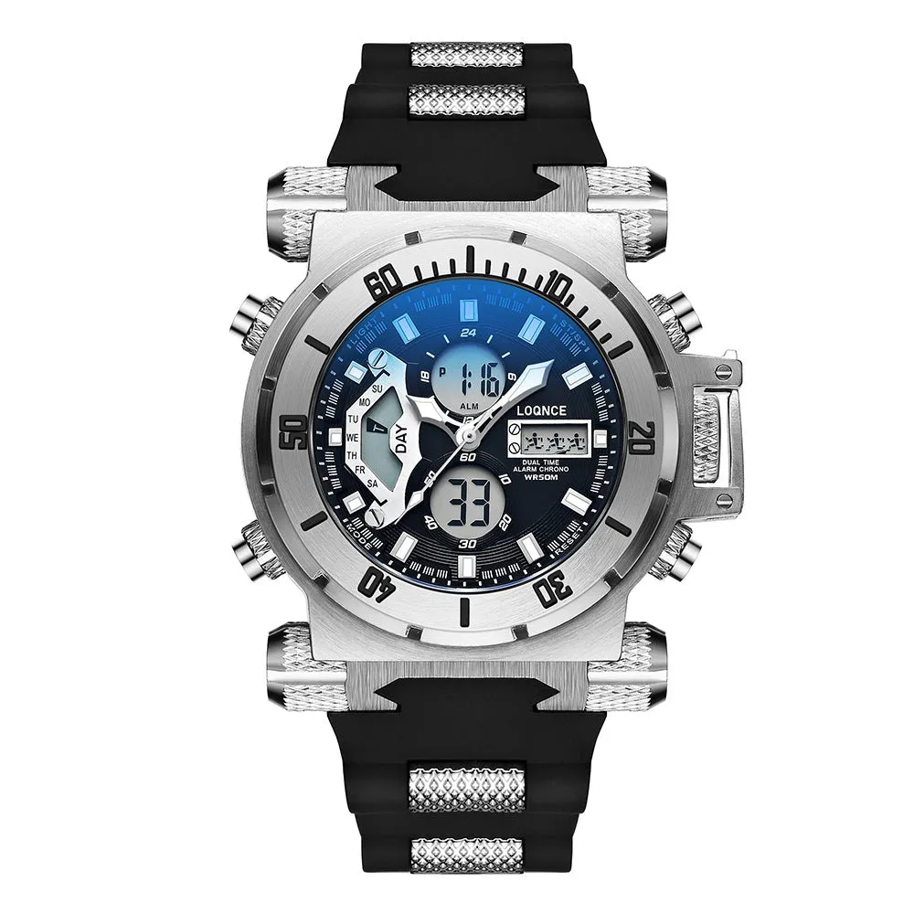 Dual Display Electronic Watch Dual Movement Chronograph Luminous