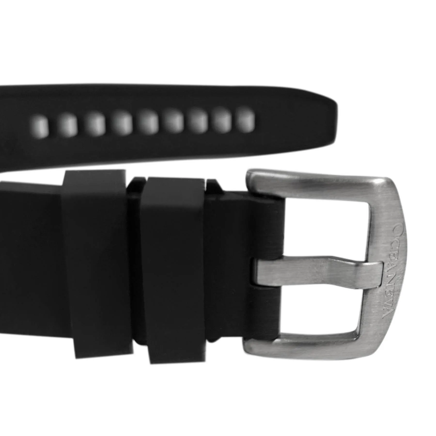 FKM Black Rubber Strap - BRUSHED Steel Buckle