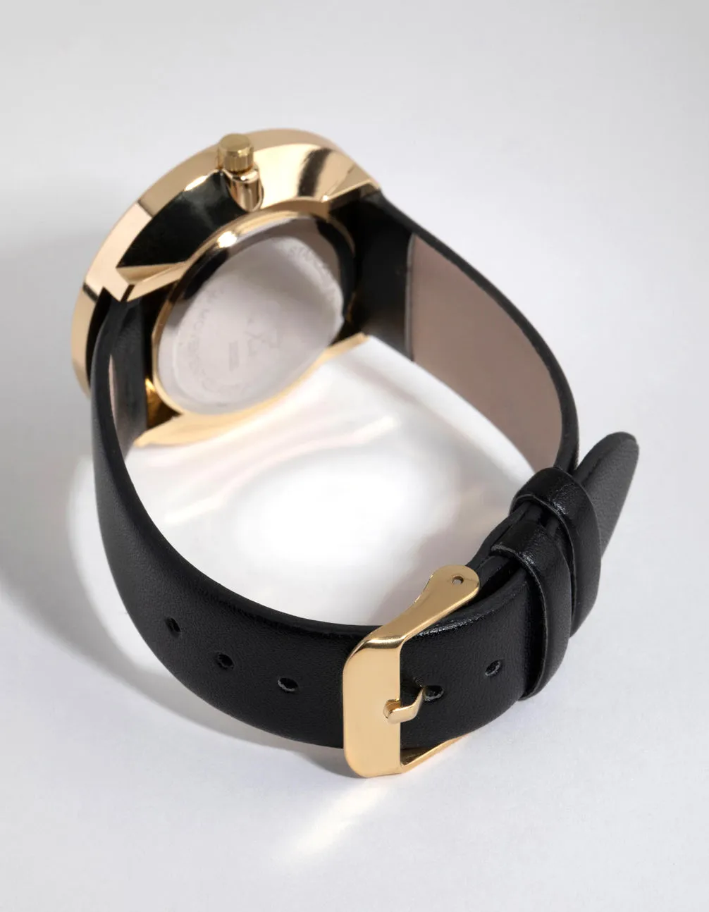 Gold Simple Roman PU Strap Watch