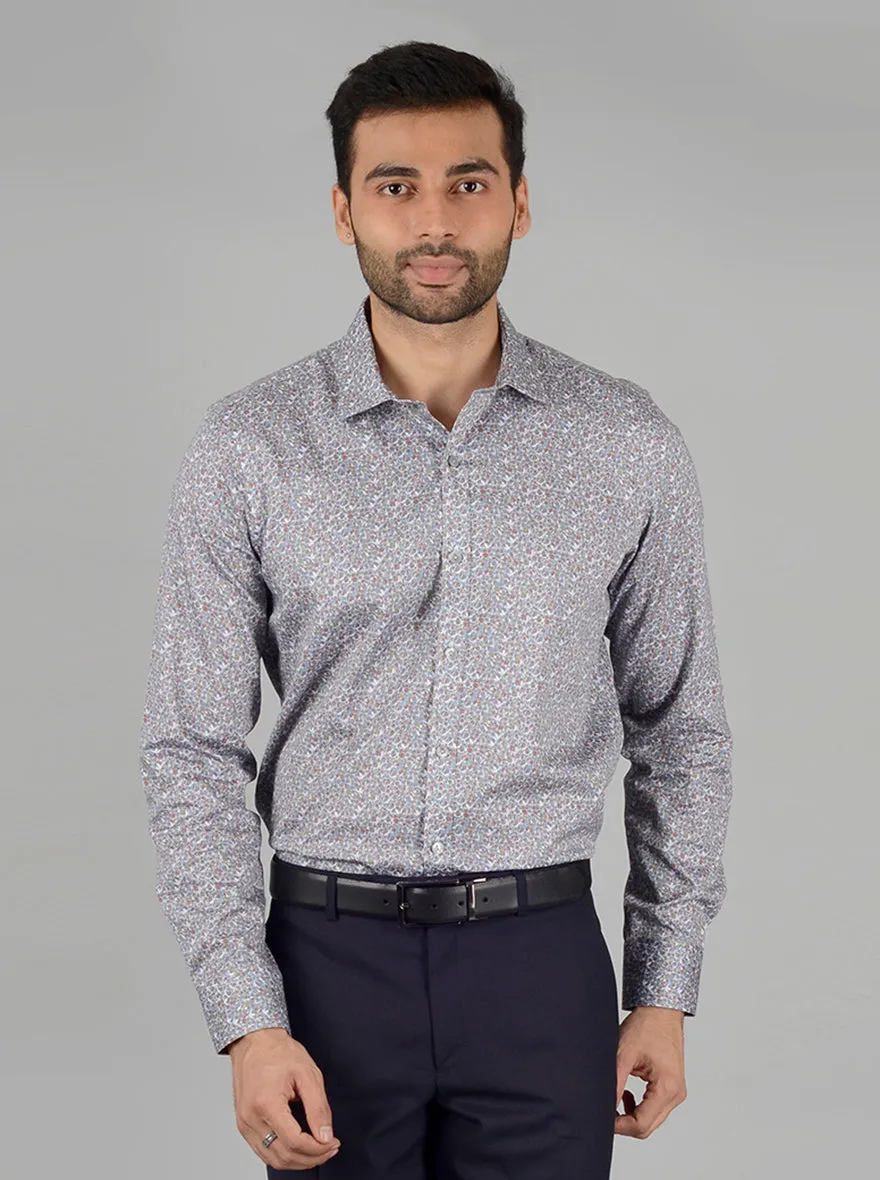 Grey Printed Slim Fit Party Wear shirt | Wyre