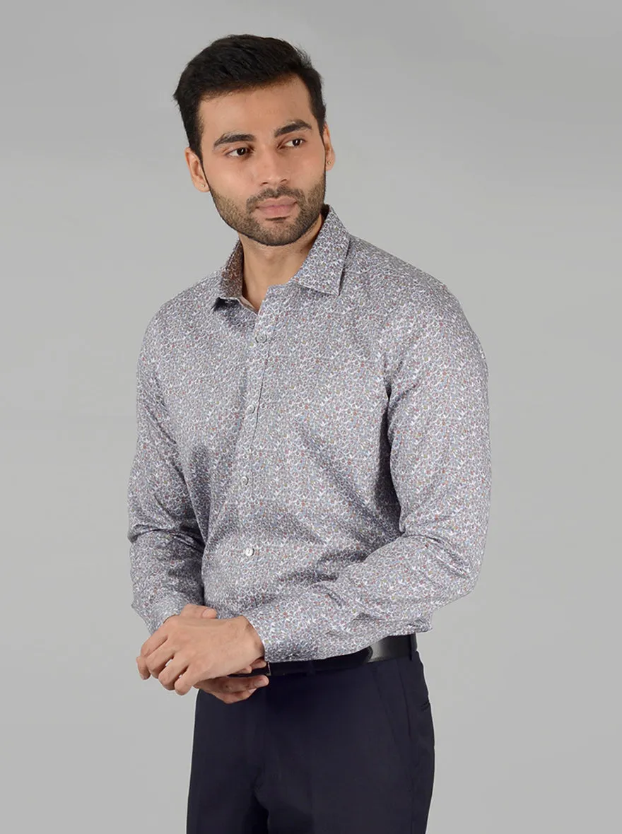 Grey Printed Slim Fit Party Wear shirt | Wyre