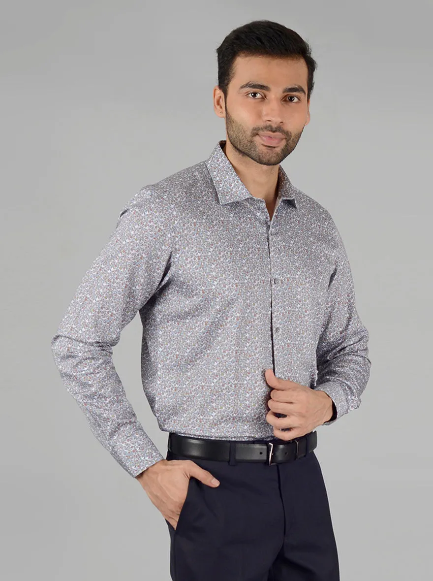 Grey Printed Slim Fit Party Wear shirt | Wyre