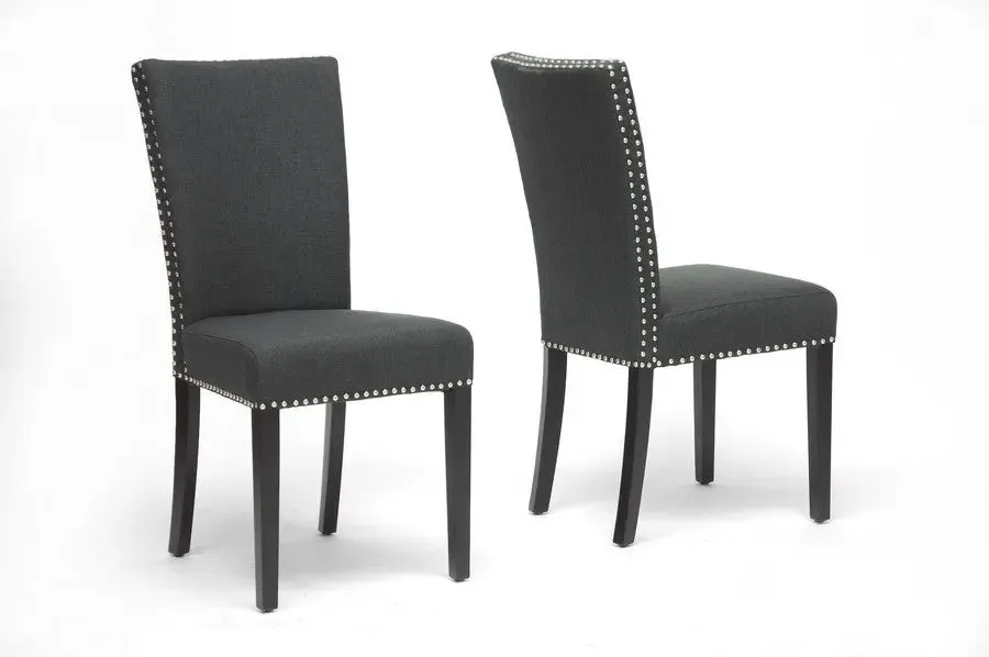 Harrowgate Dark Gray Linen Modern Dining Chair - 2pcs