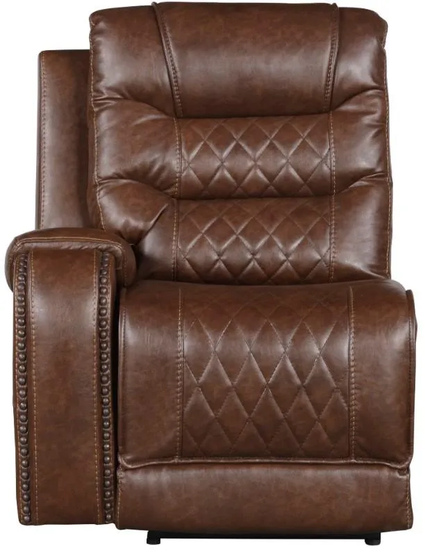 Homelegance Furniture Putnam Power Left Side Reclining Chair with USB Port in Brown 9405BR-LRPW