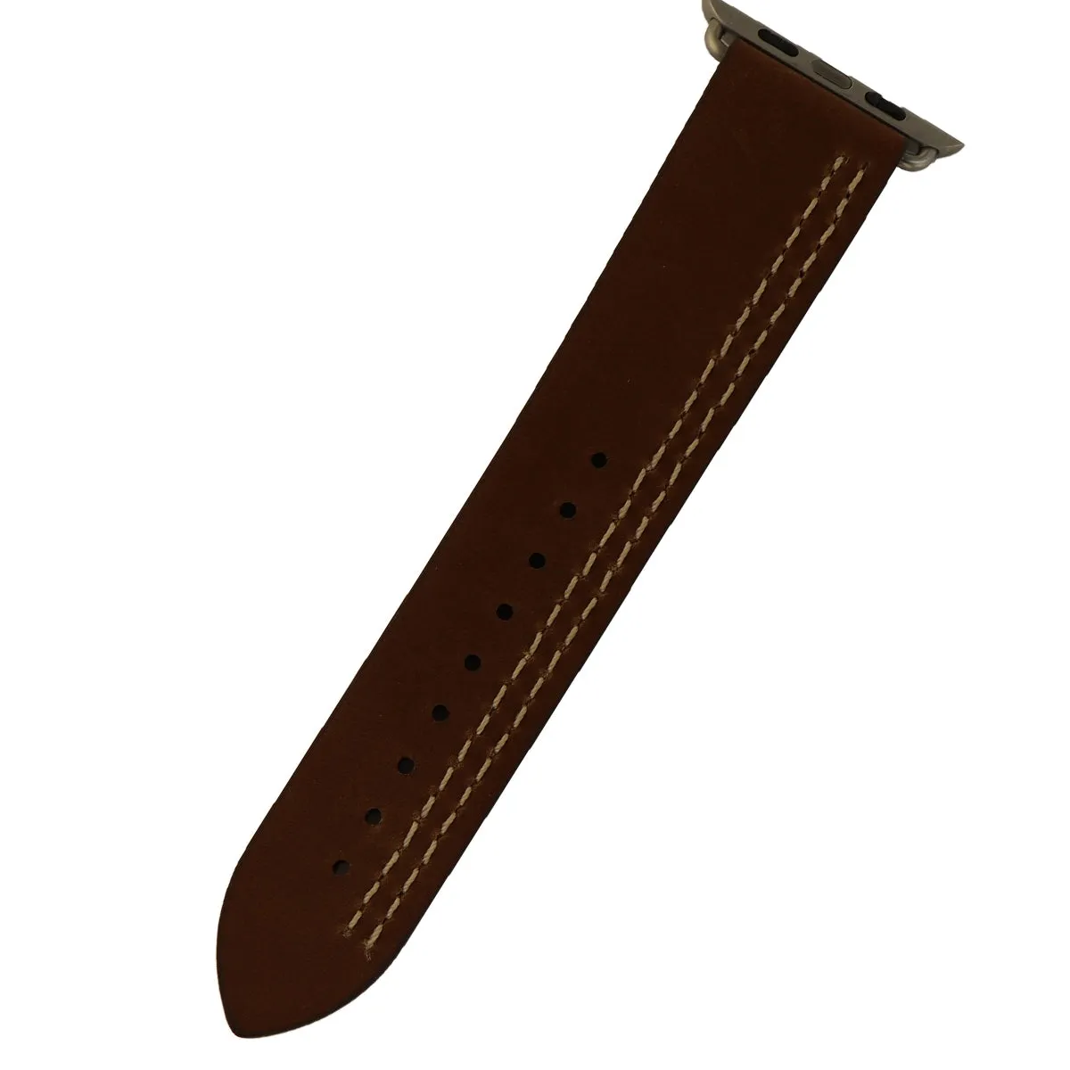 iGear 42mm Apple Watch Strap Leather and Silver Buckle - Chestnut/Cream