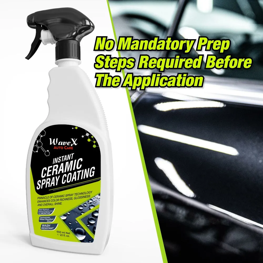 Instant Ceramic Coating for Car - 650ml – Easy to Apply – Just Spray and Wipe – Super Hydrophobic, Extreme Gloss, Smoothness and Protects Paint