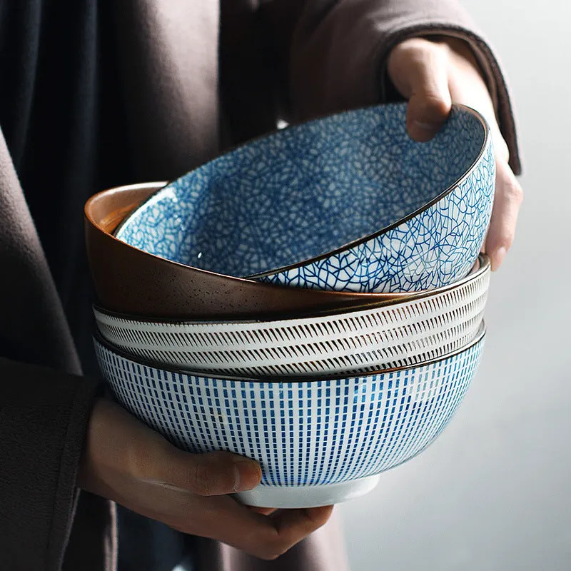 Japanese-style ceramic soup noodle bowl