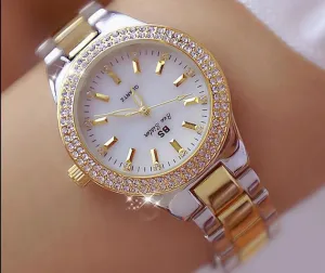 Ladies Wrist Watches Dress Gold Watch Women Crystal Diamond Watches Stainless Steel Silver Clock