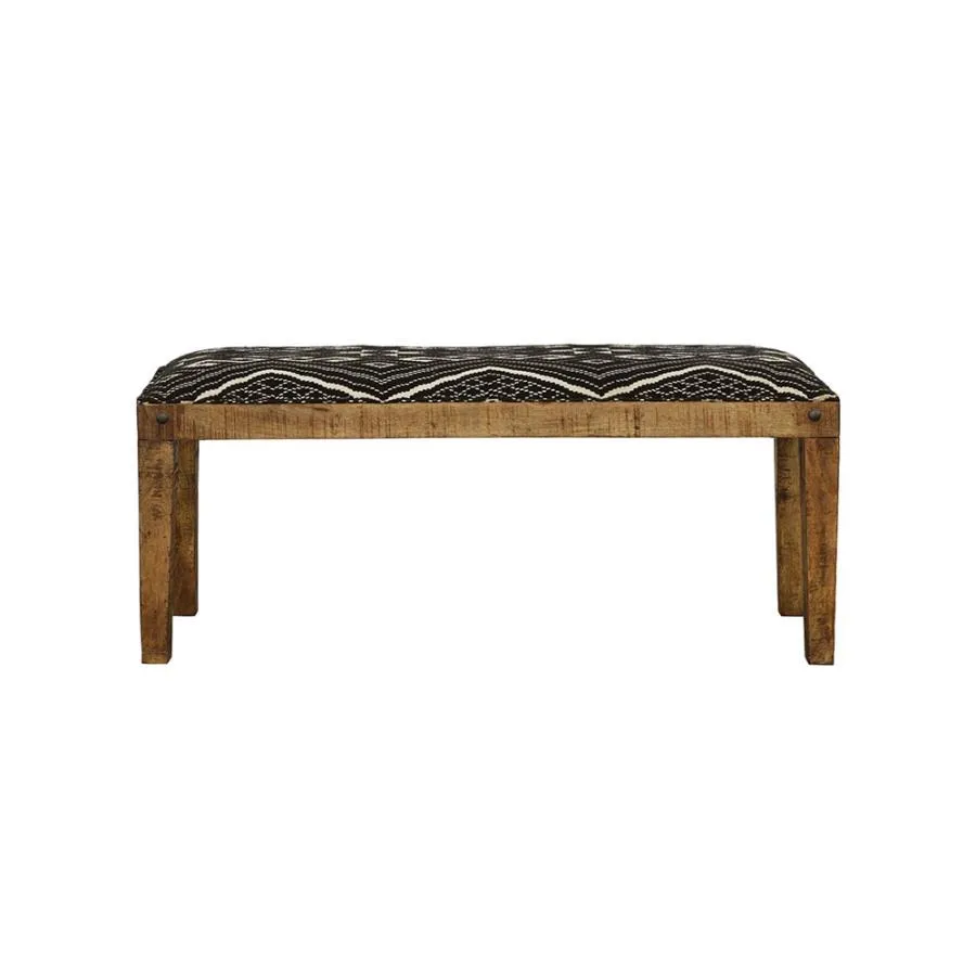 Lamont - Fabric Upholstered Accent Bench - Black And Natural