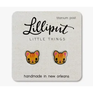 Lilliput Little Things Kitty Cat Earrings - Orange