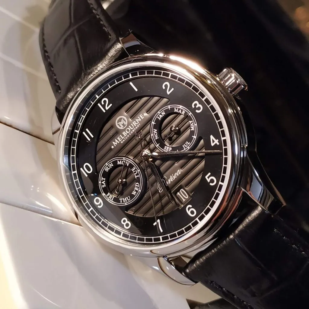 Melbourne Portsea Calendar —&nbsp;Black (Triple&nbsp;Calendar) with Ceramic&nbsp;Dial