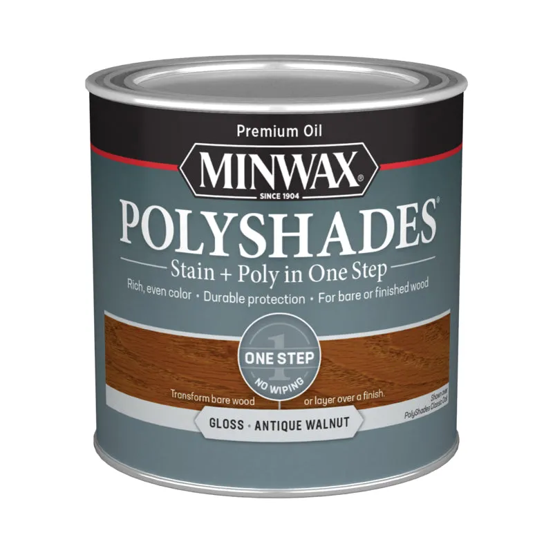 Minwax PolyShades Semi-Transparent Gloss Antique Walnut Stain/Polyurethane Finish 0.5 pt