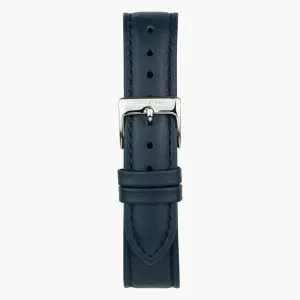 Navy Blue Leather Watch Strap - Silver - 32mm