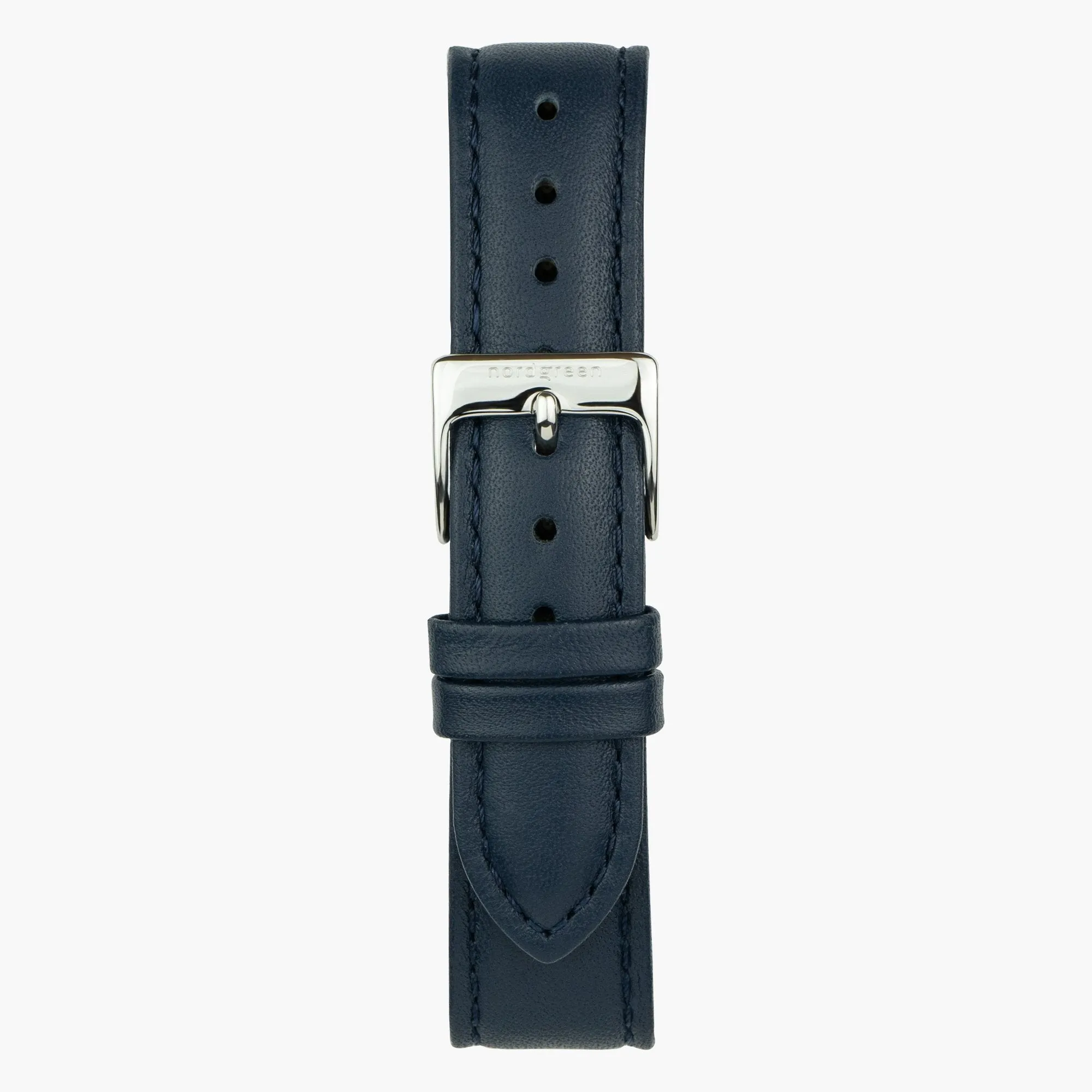 Navy Blue Leather Watch Strap - Silver - 36mm