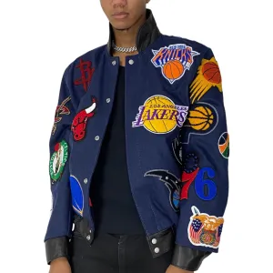 NBA COLLAGE WOOL & LEATHER JACKET Denim Blue