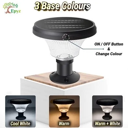 Pillar Light For House | Solar Round Pillar Light 152 Led