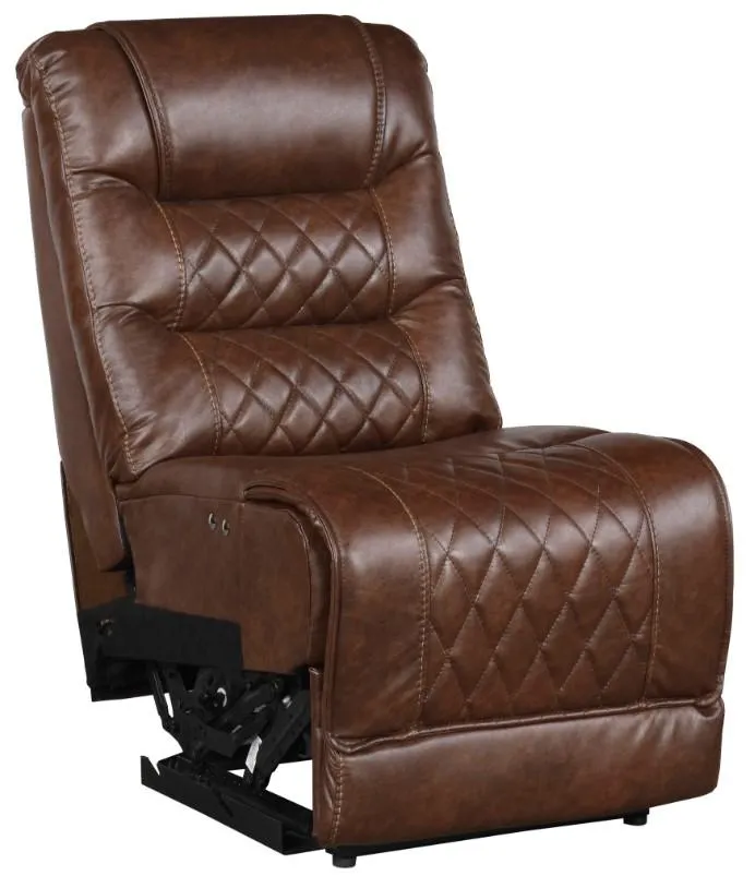 Putnam Power Armless Reclining Chair in Brown 9405BR-ARPW