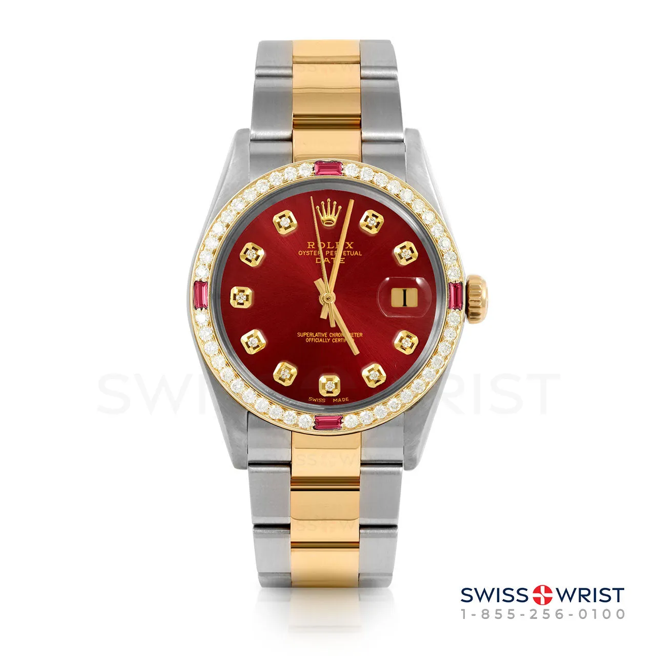 Rolex Date 34mm | 1500-TT-RED-DIA-AM-4RBY-OYS