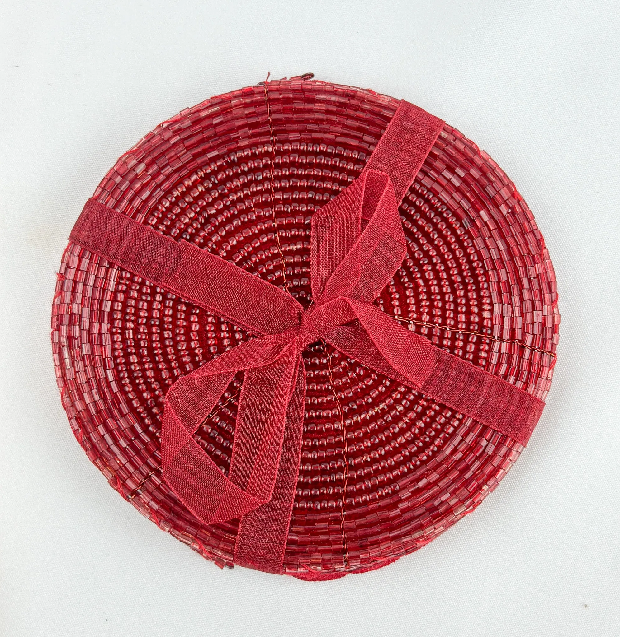 Set/4 Red Beaded Coasters