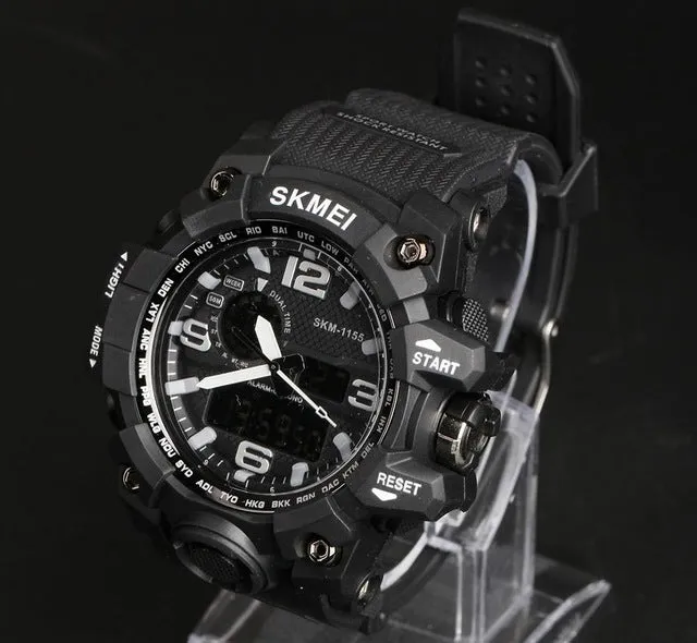 SKMEI Large Dial Shock Outdoor Sports Watches Men Digital LED 50M Waterproof Military Army Watch Alarm Chrono Wristwatches 1155