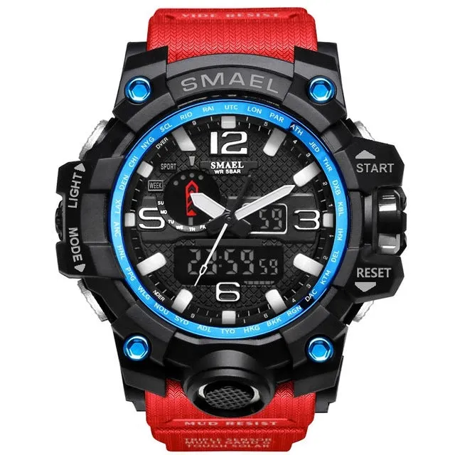 SMAEL Brand Dual Display Wristwatches Military Alarm Quartz Clock Male Gift LED Digital Men's Sports Watch for Men Hours relogio