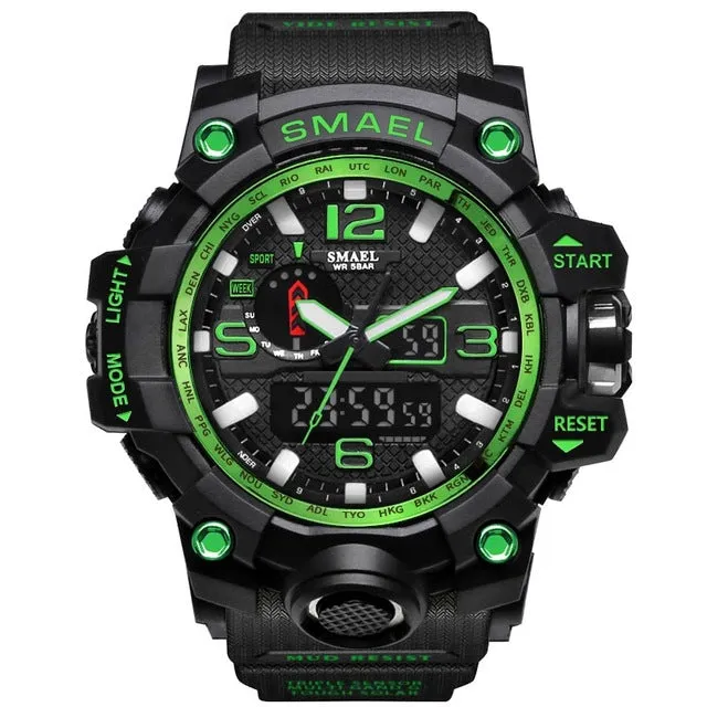 SMAEL Brand Dual Display Wristwatches Military Alarm Quartz Clock Male Gift LED Digital Men's Sports Watch for Men Hours relogio