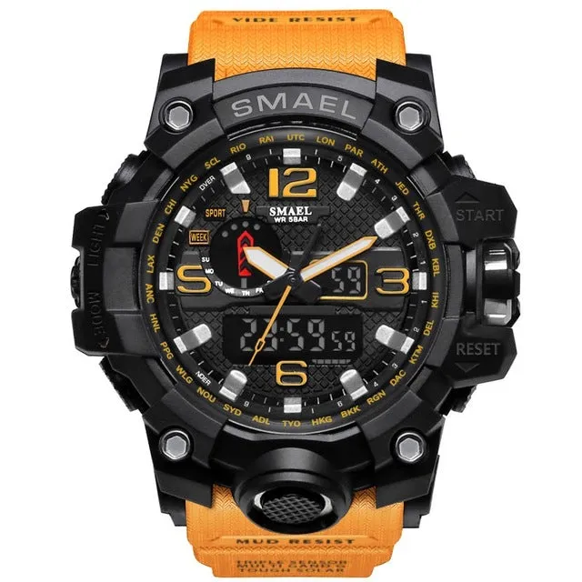 SMAEL Brand Dual Display Wristwatches Military Alarm Quartz Clock Male Gift LED Digital Men's Sports Watch for Men Hours relogio