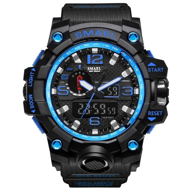 SMAEL Brand Dual Display Wristwatches Military Alarm Quartz Clock Male Gift LED Digital Men's Sports Watch for Men Hours relogio