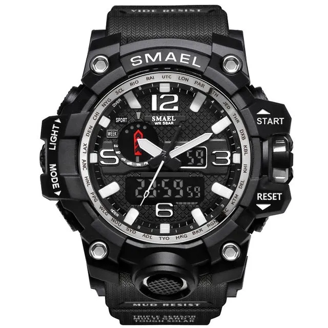 SMAEL Brand Dual Display Wristwatches Military Alarm Quartz Clock Male Gift LED Digital Men's Sports Watch for Men Hours relogio