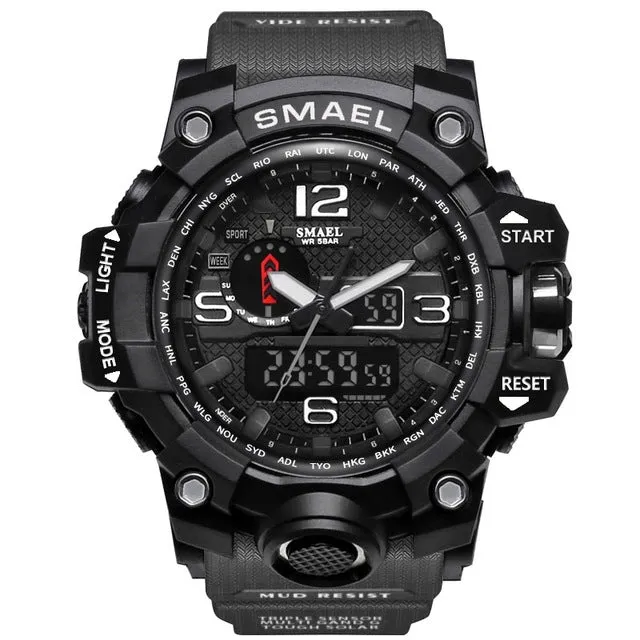 SMAEL Brand Men Sport Watch Dual Display Analog Digital LED Electronic Quartz-Watches Man Waterproof Swimming Wrist Watches Male