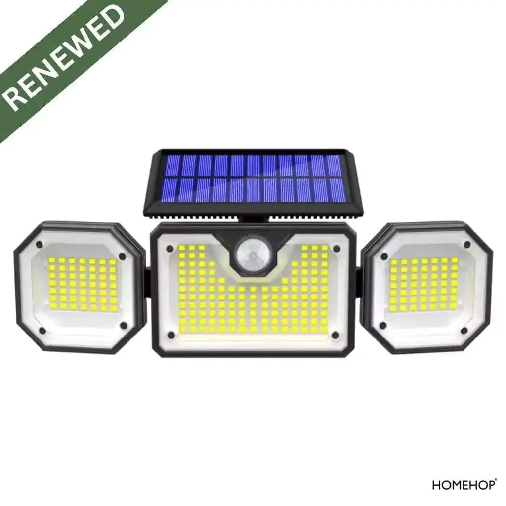 Solar Motion Sensor Lighting Outdoor Waterproof LED Wall Light For Home Security (Cool White)(Renewed)