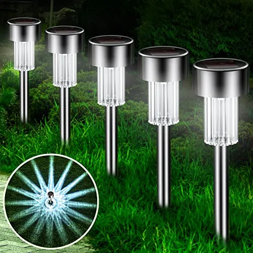 Solar Outdoor Lights 12 Pack, Solar Garden Lights Solar Powered Waterproof Landscape Path Lights Stainless Steel LED Outdoor Lights Solar for Walkway Yard Backyard Lawn Patio Driveway