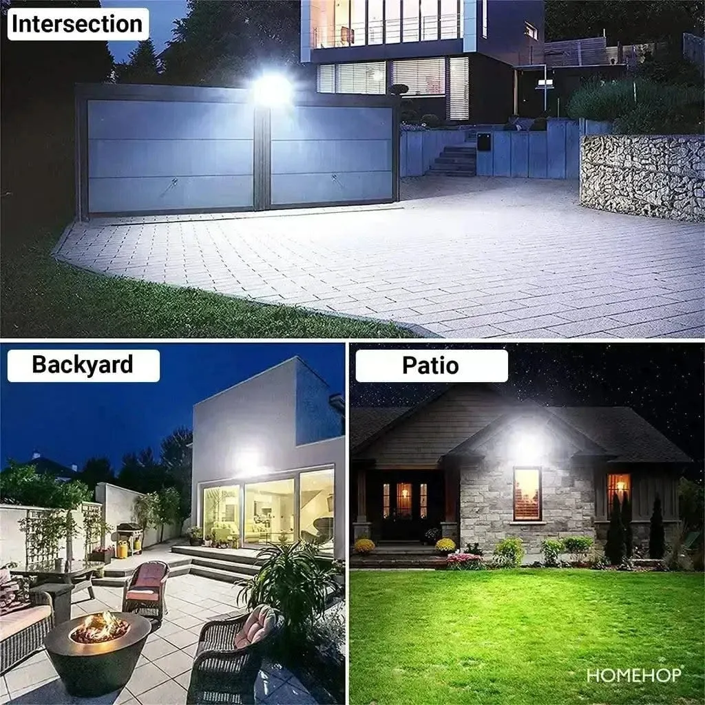 Solar Powered 100 Watt Flood Light Waterproof LED Focus Lights For Home, Outdoor, Garden (Renewed)