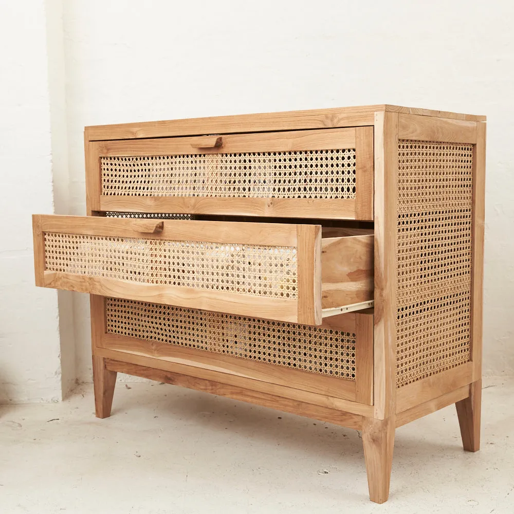 TEAK & RATTAN DRAWERS