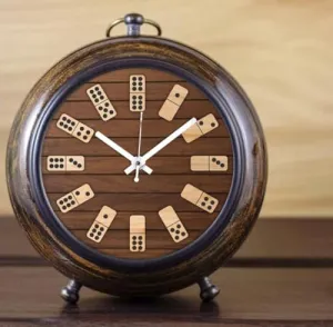 Thomson Handicraft Handmade Wooden Table Top Clock Vintage Style Office Home Decor Handicrafts Items Wedding Gift Bedroom Living Room Table Clock Antique Style 6 Inch (Brown)