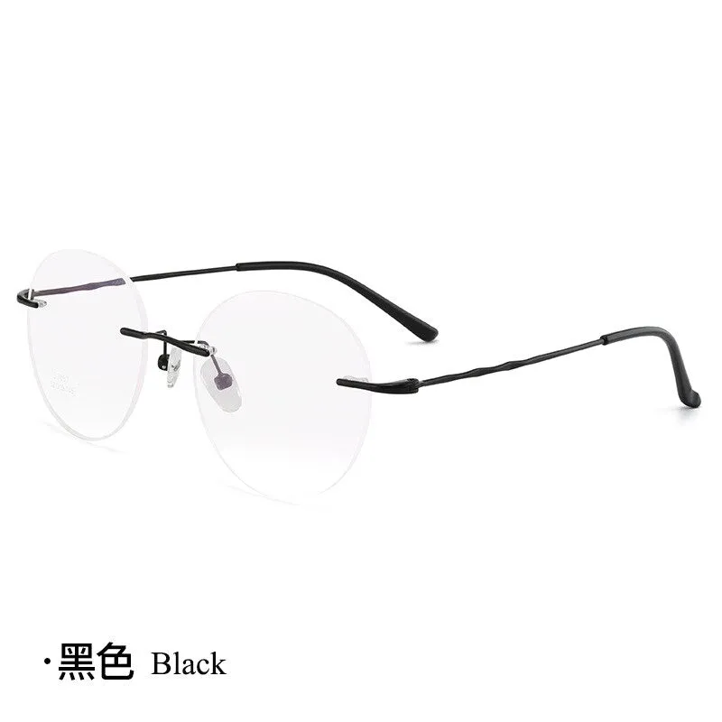 Unisex Round Rimless Titanium Alloy Frame Eyeglasses Customizable Lenses Zt7057