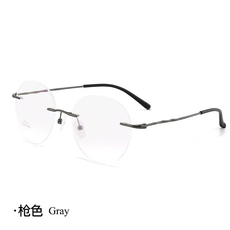 Unisex Round Rimless Titanium Alloy Frame Eyeglasses Customizable Lenses Zt7057