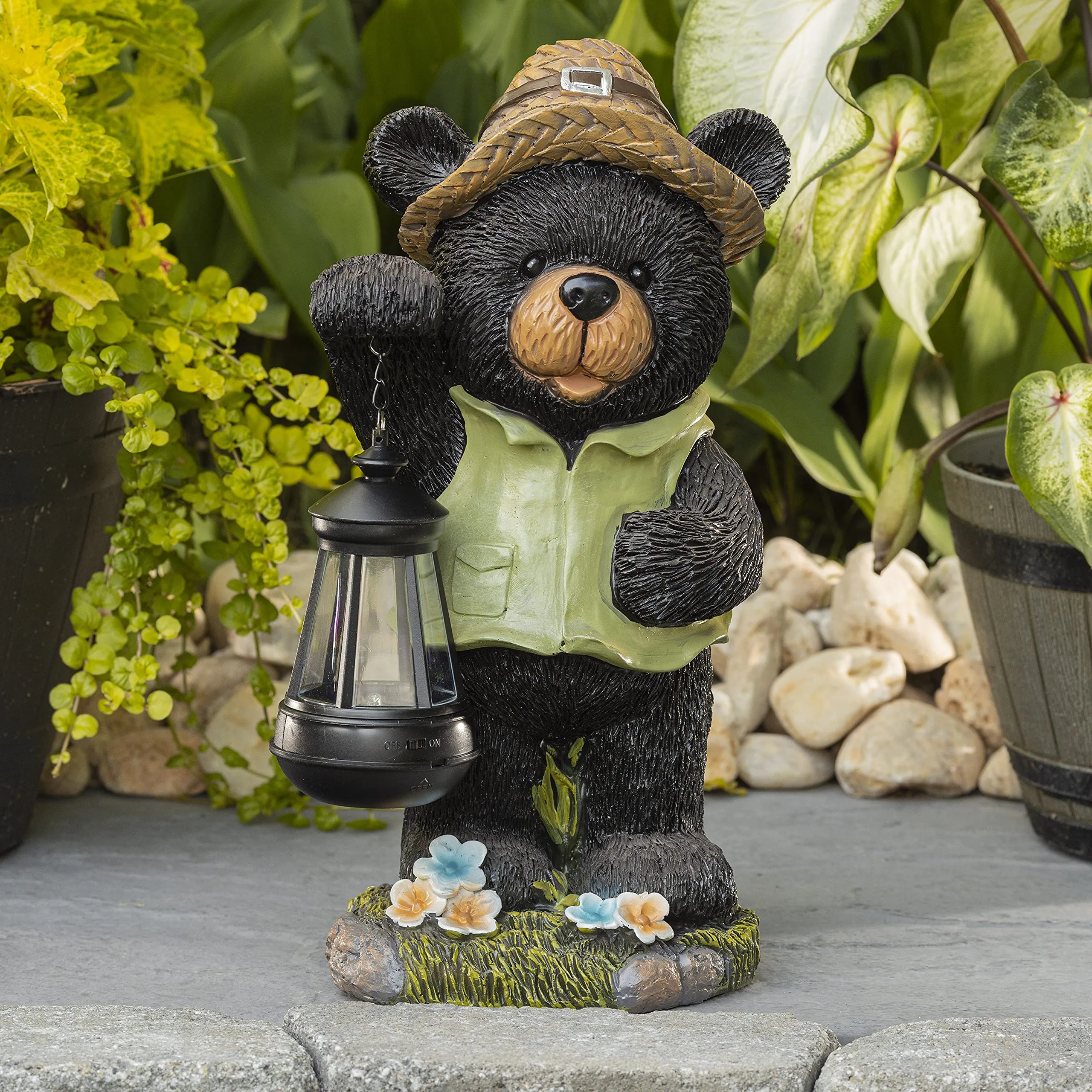 VP Home Camping Bear with Lantern Solar Powered LED Outdoor Decor Garden