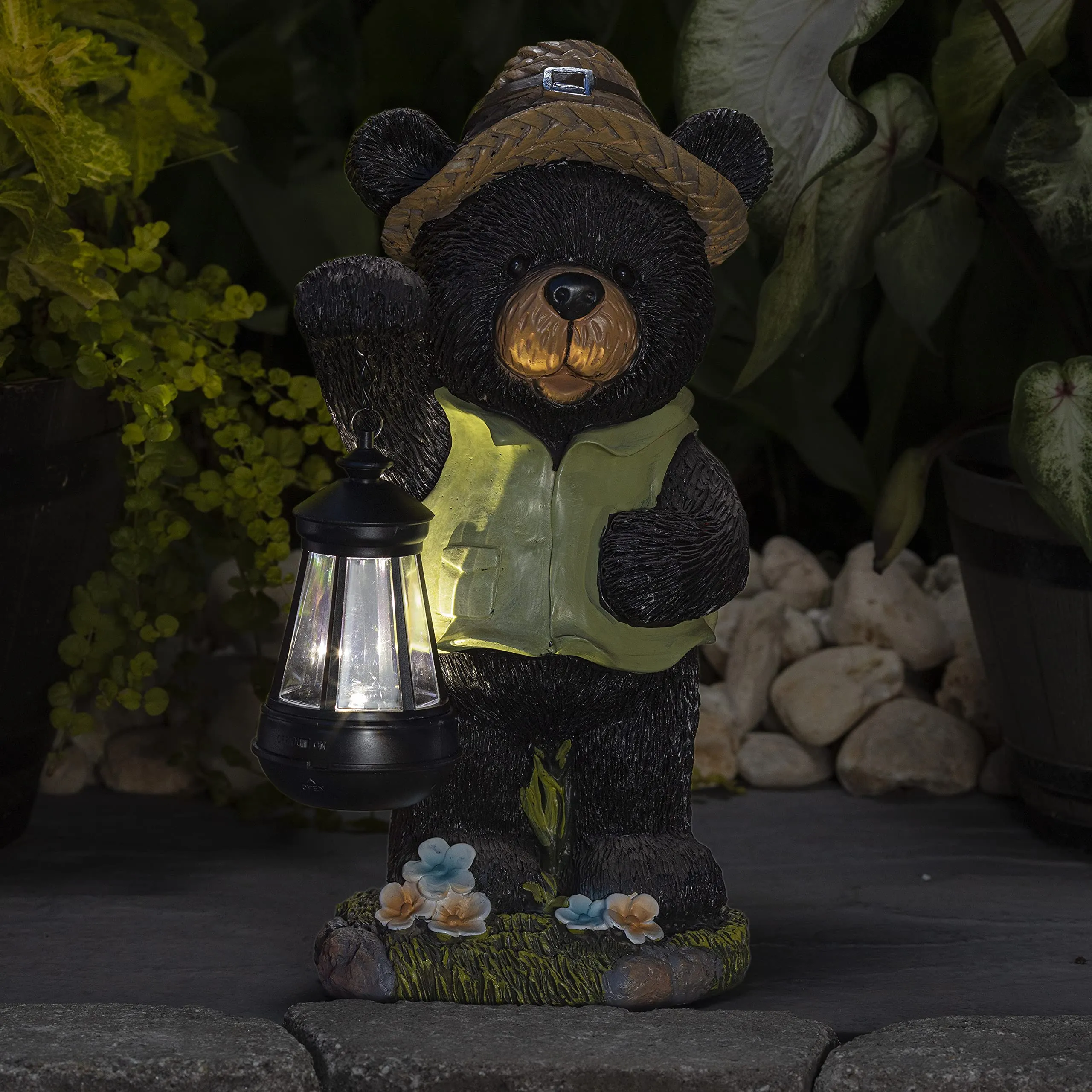 VP Home Camping Bear with Lantern Solar Powered LED Outdoor Decor Garden