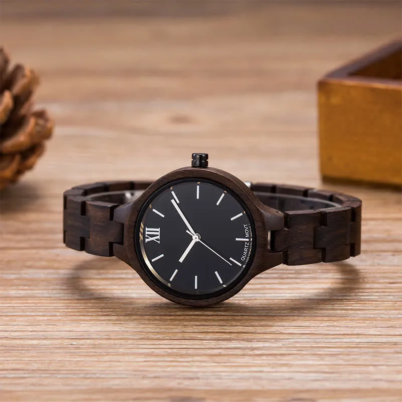 Women's Luxury Natural Wood Thin Strap Wooden Watch