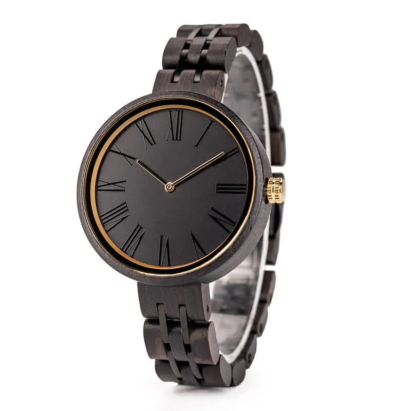 Women's Minimalist Roman Numerals Wooden Watch