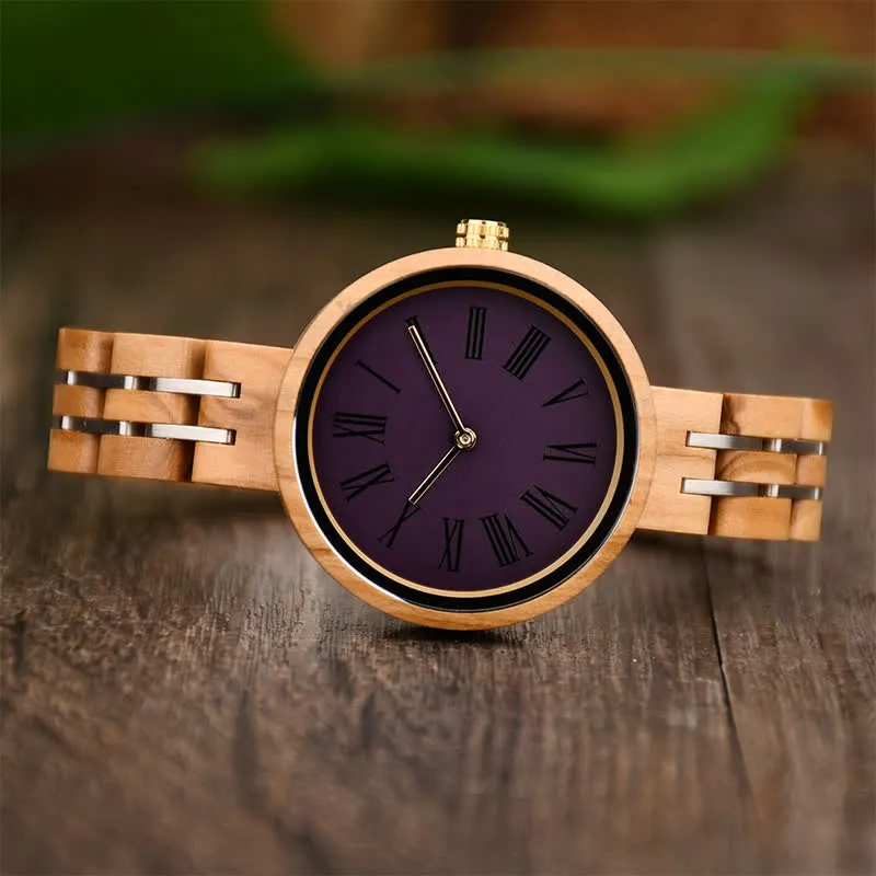 Women's Minimalist Roman Numerals Wooden Watch