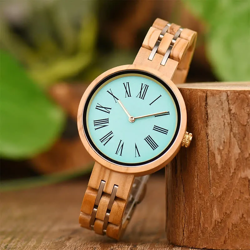 Women's Minimalist Roman Numerals Wooden Watch