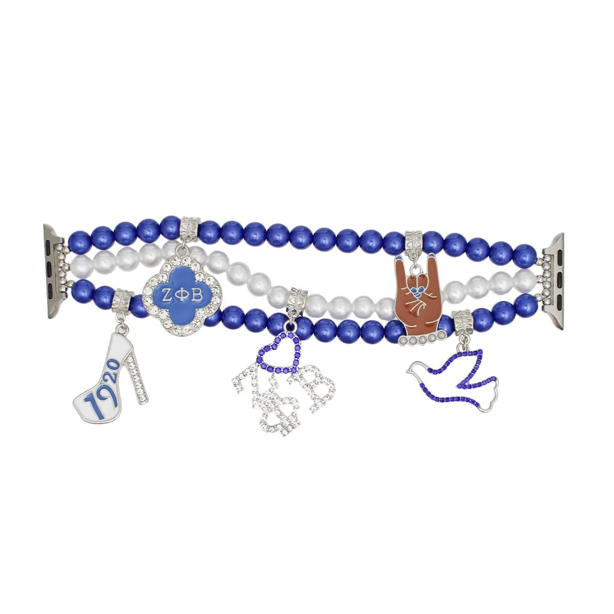 Zeta Phi Beta Watch Band  ZPB Sorority Blue White Pearl Apple Watch Band for Women